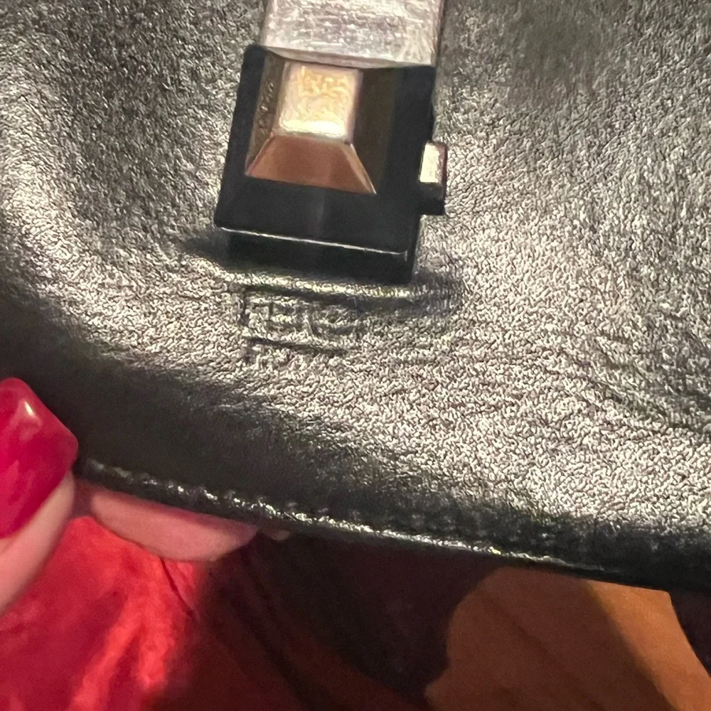 Fendi Kan l Small Bag. Black Leather with silver and leather crossbody strap. - Picture 11 of 16